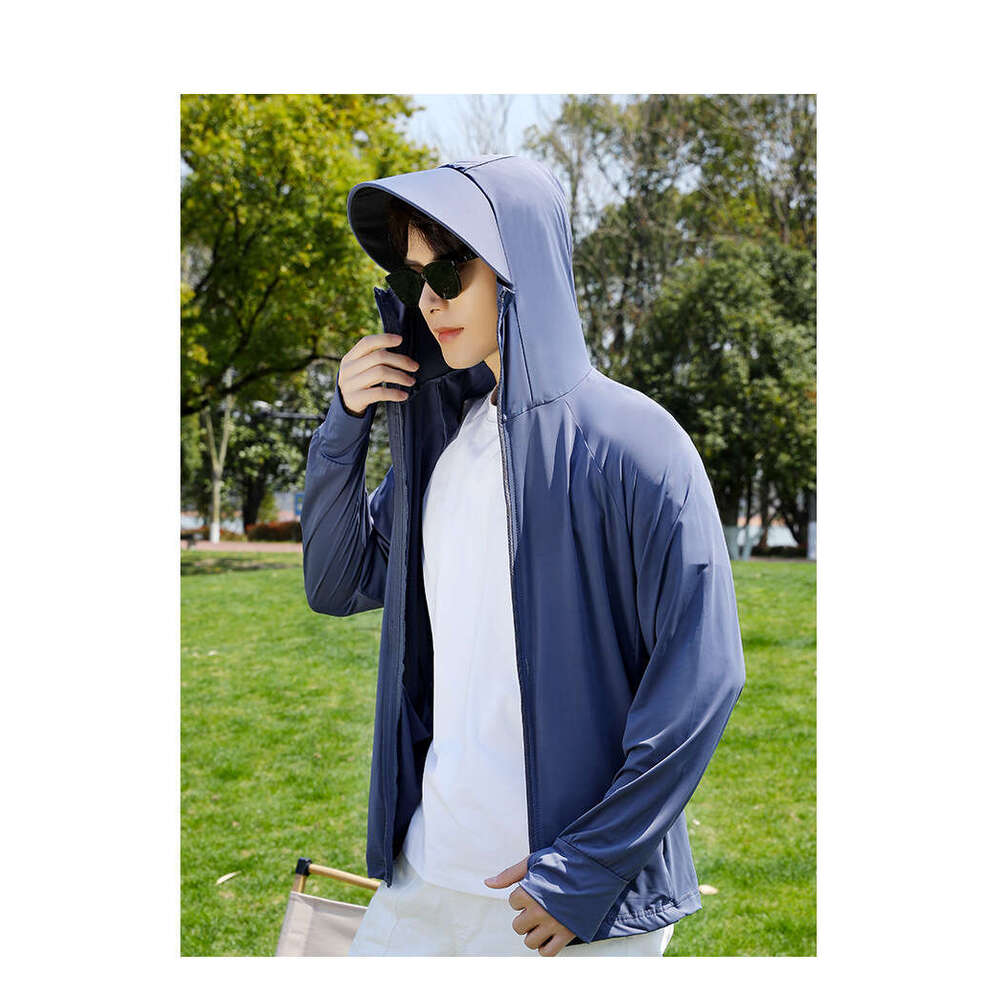 2025 Black Rubber Wide Brim Ice Silk Sun Jacket For Men, UV Protection Outdoor Cycling Sunshade Breathable Coat