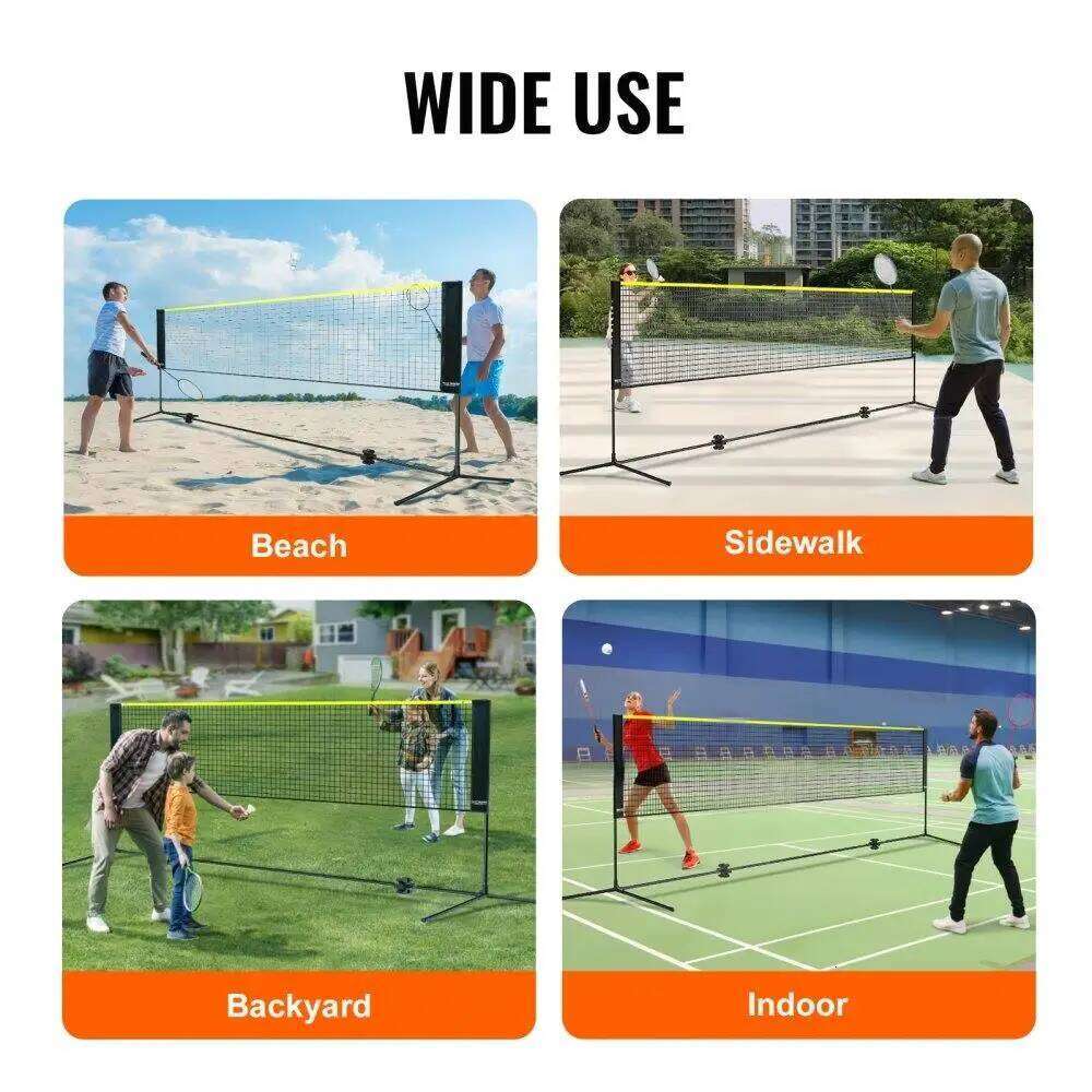 Badminton Volleyball Pickleball Tennis Net Set Adjustable Portable Foldable with Poles Carry Bag for Indoor Outdoor Use