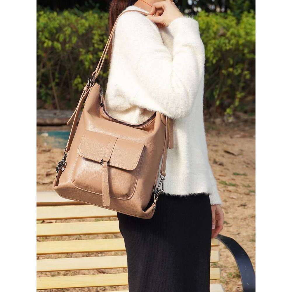 Zency Fashion Women Shoulder Bag 100% Genuine Leather Large Capacity Handbag Multifunction Use Satchel Crossbody Messenger Purse