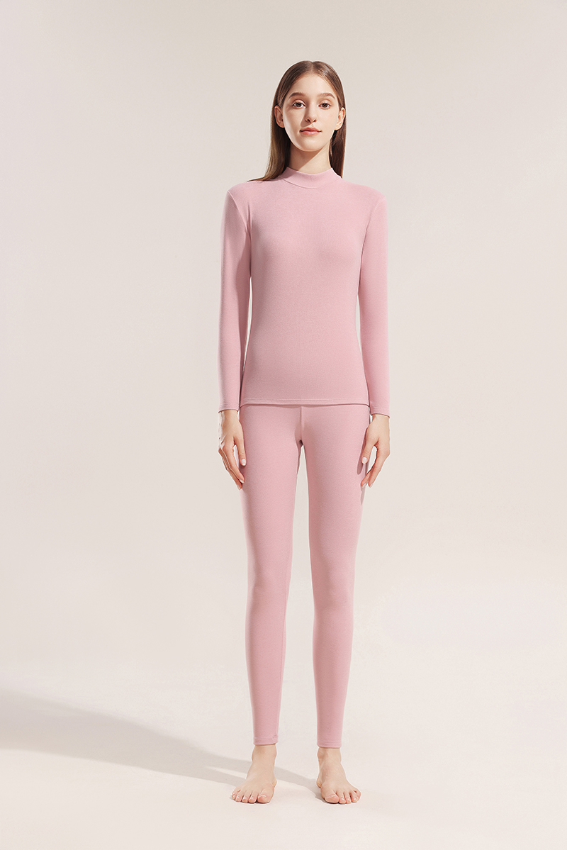 Women's semi-high neck thermal underwear skin-friendly high elasticity bottoming set