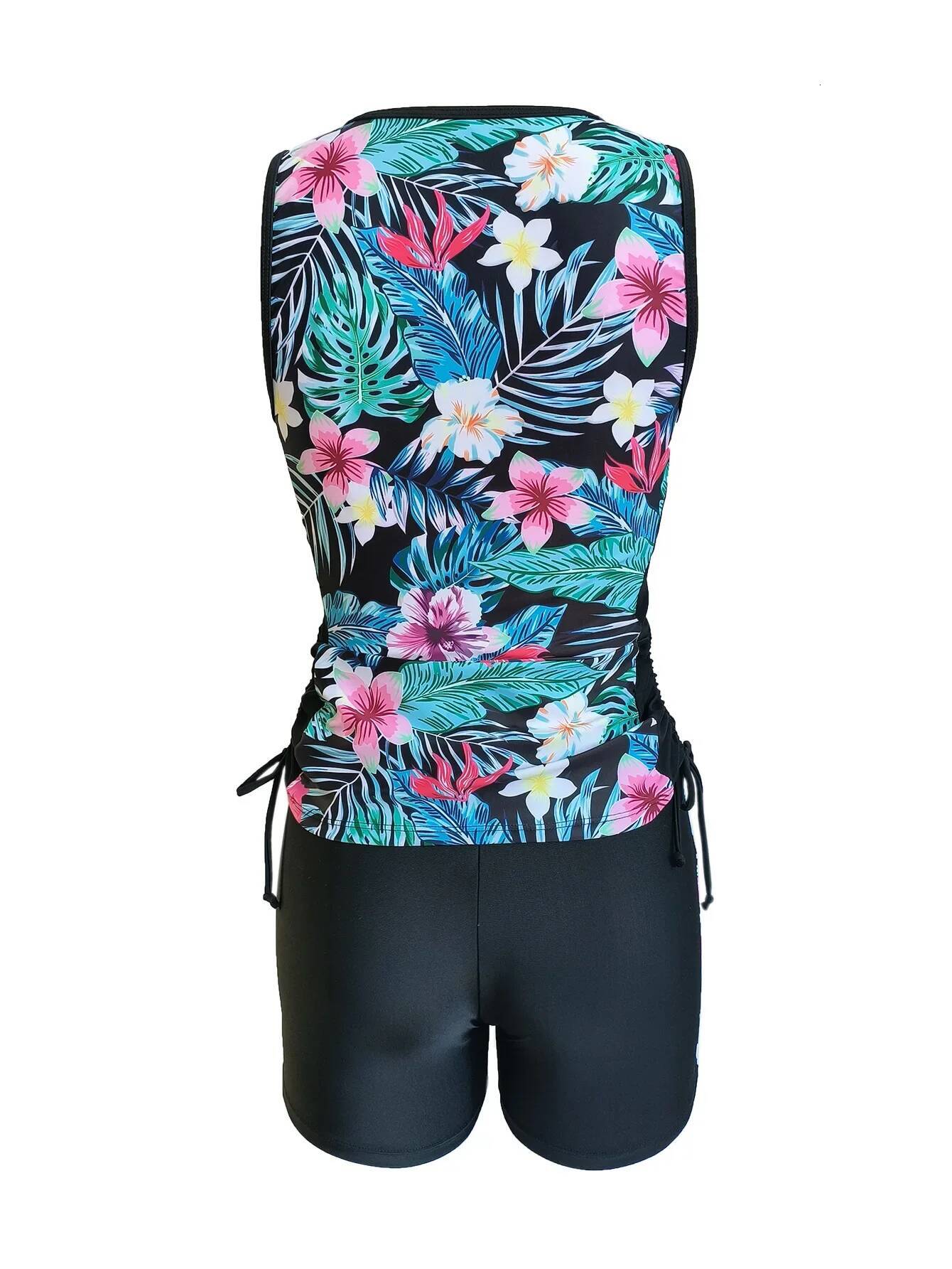 Drawstring Tankini New Plus Size Swimsuit Women Large Swimwear Female Bathers Bathing Swimming Suit Beachwear Bikini 2025 Mujer