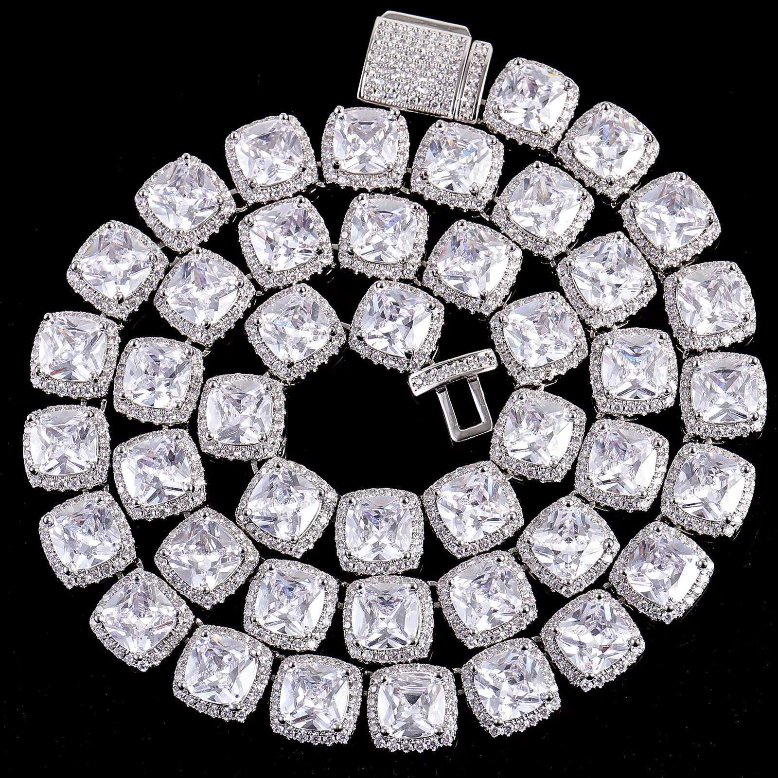 OACOCA 8mm Silver Gold Color Fashion Hip Hop Necklace Moissanite Chains Iced Out Tennis Link Chain Hip Hop for Men