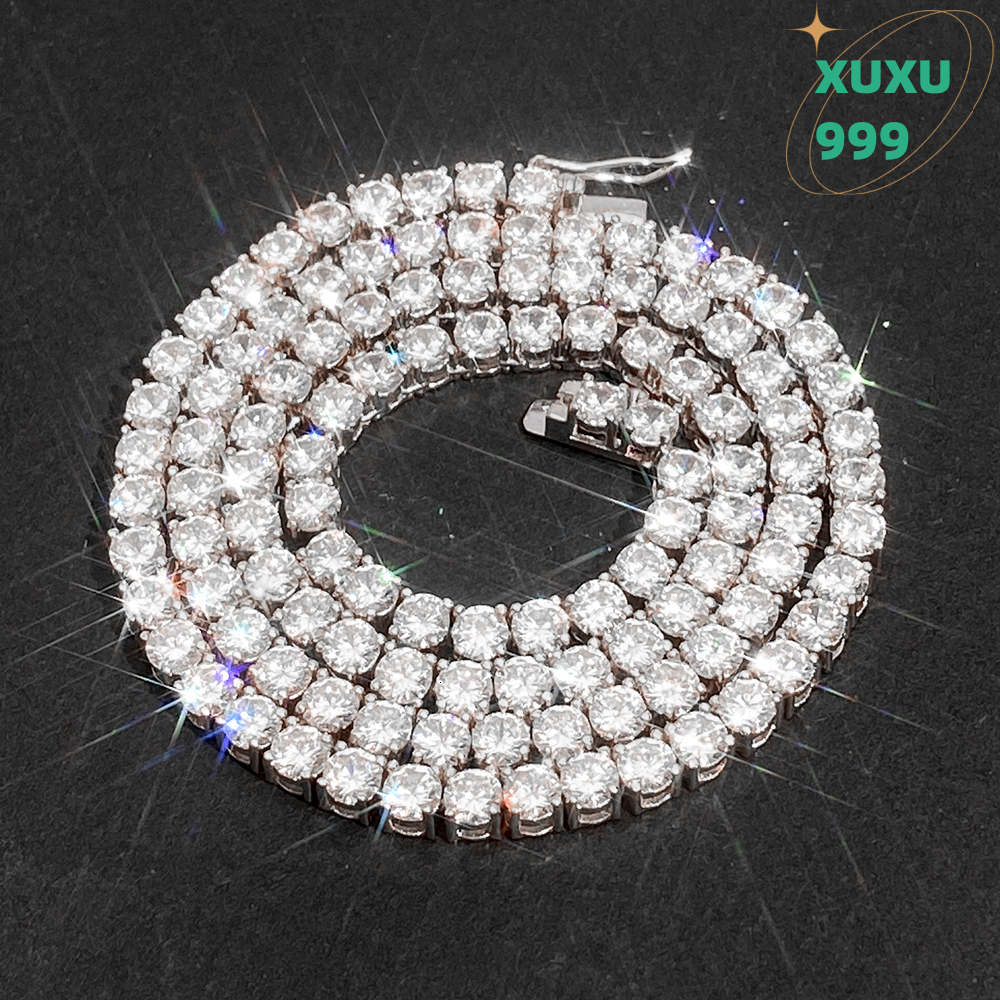 OACOCA Ready to Ship Hip Hop Tennis Choker Chain Iced Out Jewelry 3mm 4mm 5mm Vvs Diamond Tennis Chain Moissanite Tennis Necklace