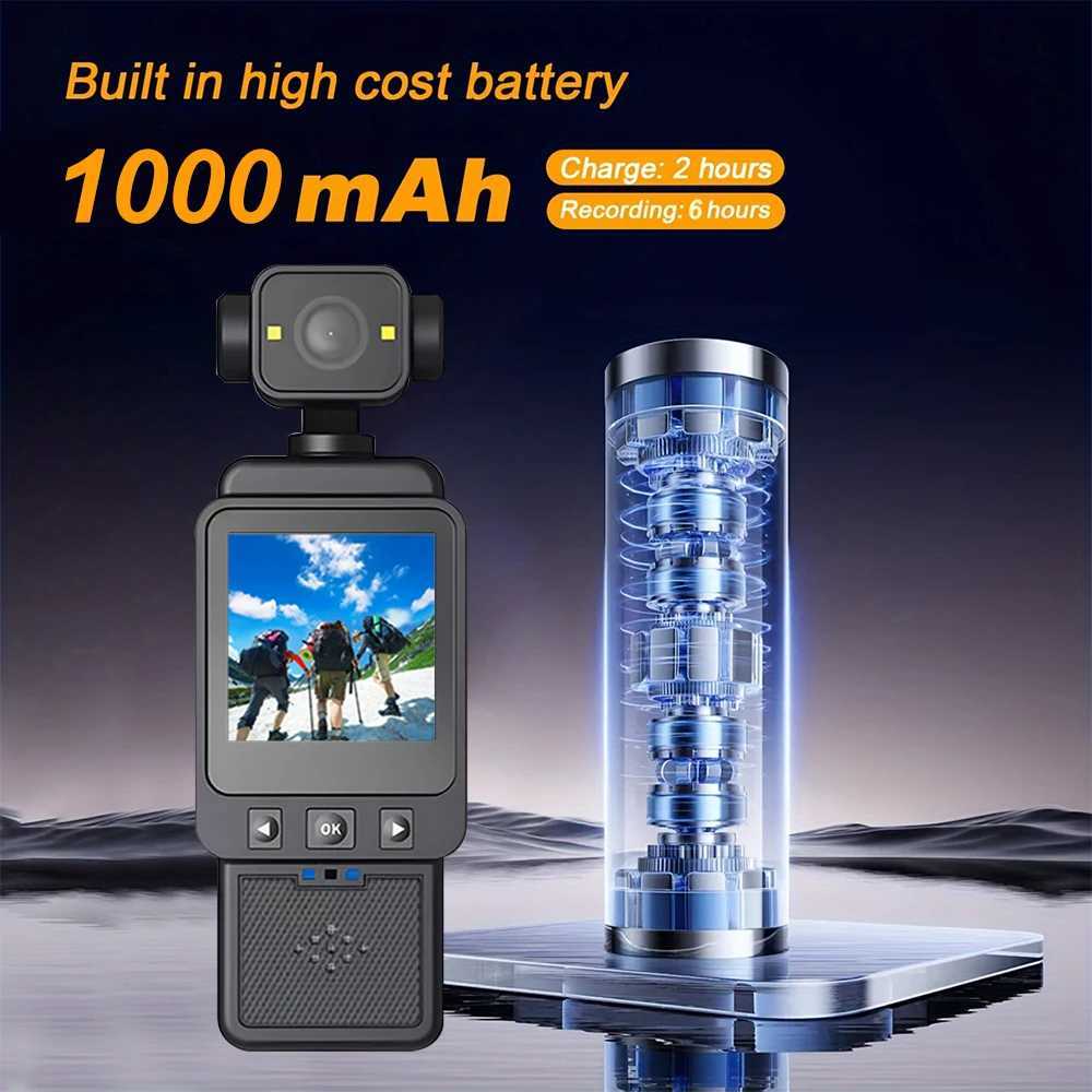 128GB Handheld Action Camera Wifi Pocket Camera HD Display WiFi Wireless Video Recorder Built-in Fill Light 180rotate Sport Cam R250610