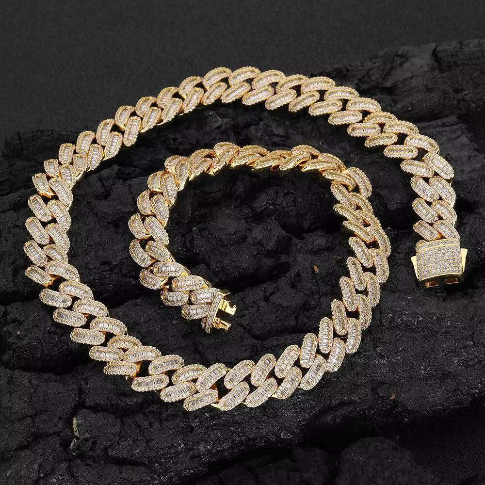 OACOCA Hip Hop 12mm Zircon Cuban Long Chain Fashion Necklaces for Men Charm Big Luxury Gold Plated Chunky Necklace for Women