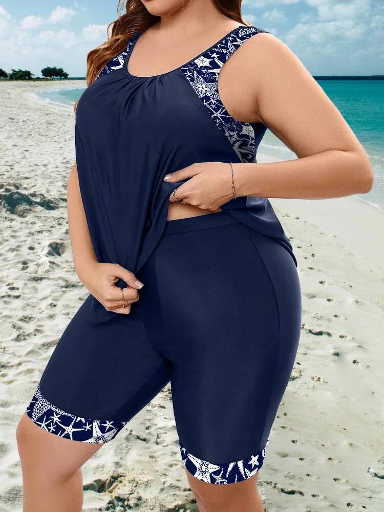 Tankini Swimsuits Women with Fifth Pants Sexy Swimming Bathing Suit Bikinis Mujer Bikini Beach Wear Plus Size Swimwear 4XL