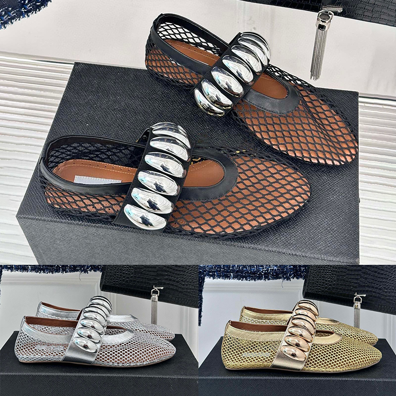 summer ballet flats heels womens loafers hollow mesh sandals breathable light retro metal buckle strap women mary jane shoes size 35-41