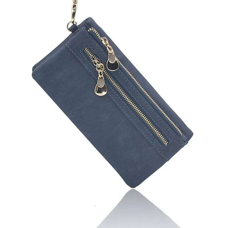 new European and American frosted double zipper buckle handbag multi-card folding high texture large capacit MASA