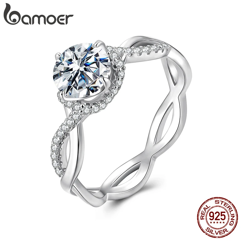 bamoer diamond Rings 925 silver platinum plated vvs1 moissanite wedding ring designer jewelry pass diamond engagement rings fashion couple ring for me