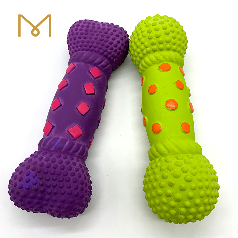 Latex Bone Dog Chew Toys Natural Squeaky Soft Rubber Pet Wholesale for Teething 4pcs/Pack