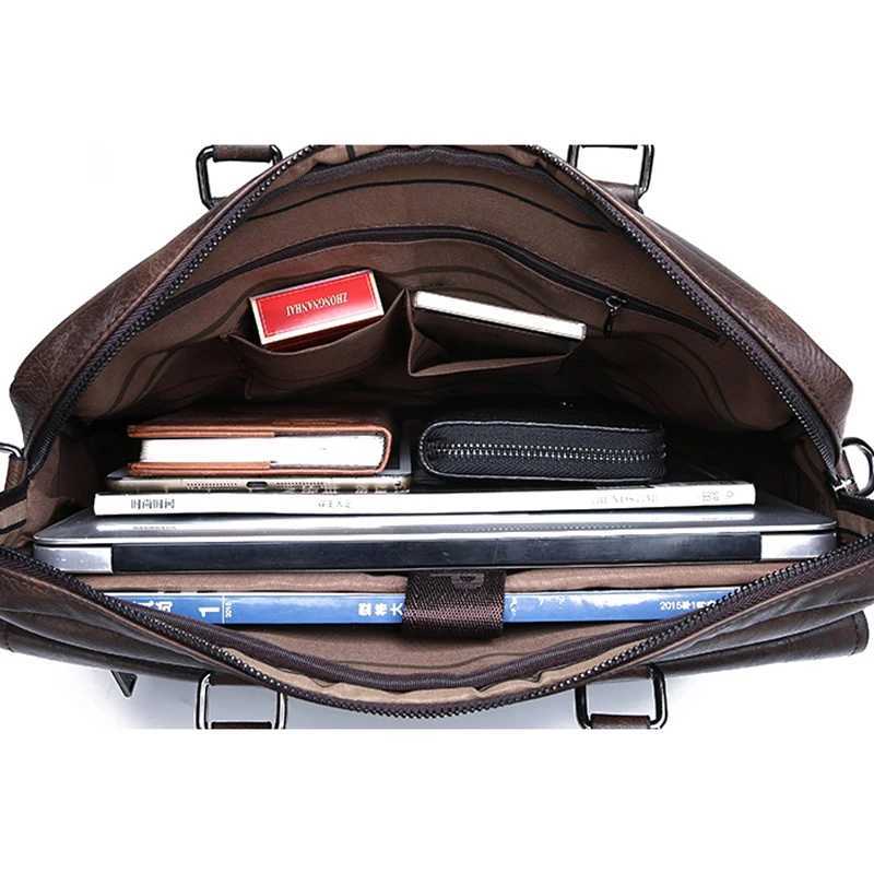 Multiple Pockets Briefcase Mens Large Capacity Office Shoulder Bag Waterproof Business Laptop Handbags Commute Crossbody Bag W250610