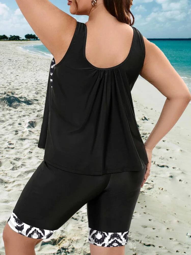 Tankini Swimsuits Women with Fifth Pants Sexy Swimming Bathing Suit Bikinis Mujer Bikini Beach Wear Plus Size Swimwear 4XL