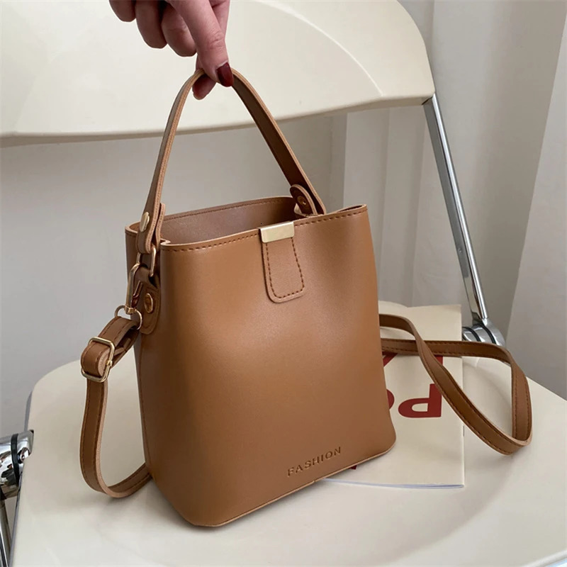 Women Bucket Shoulder Bag Crossbody Handbag Fashion Simplicity High-capacity Ladies PU Leather Bag Female Handbags 250606