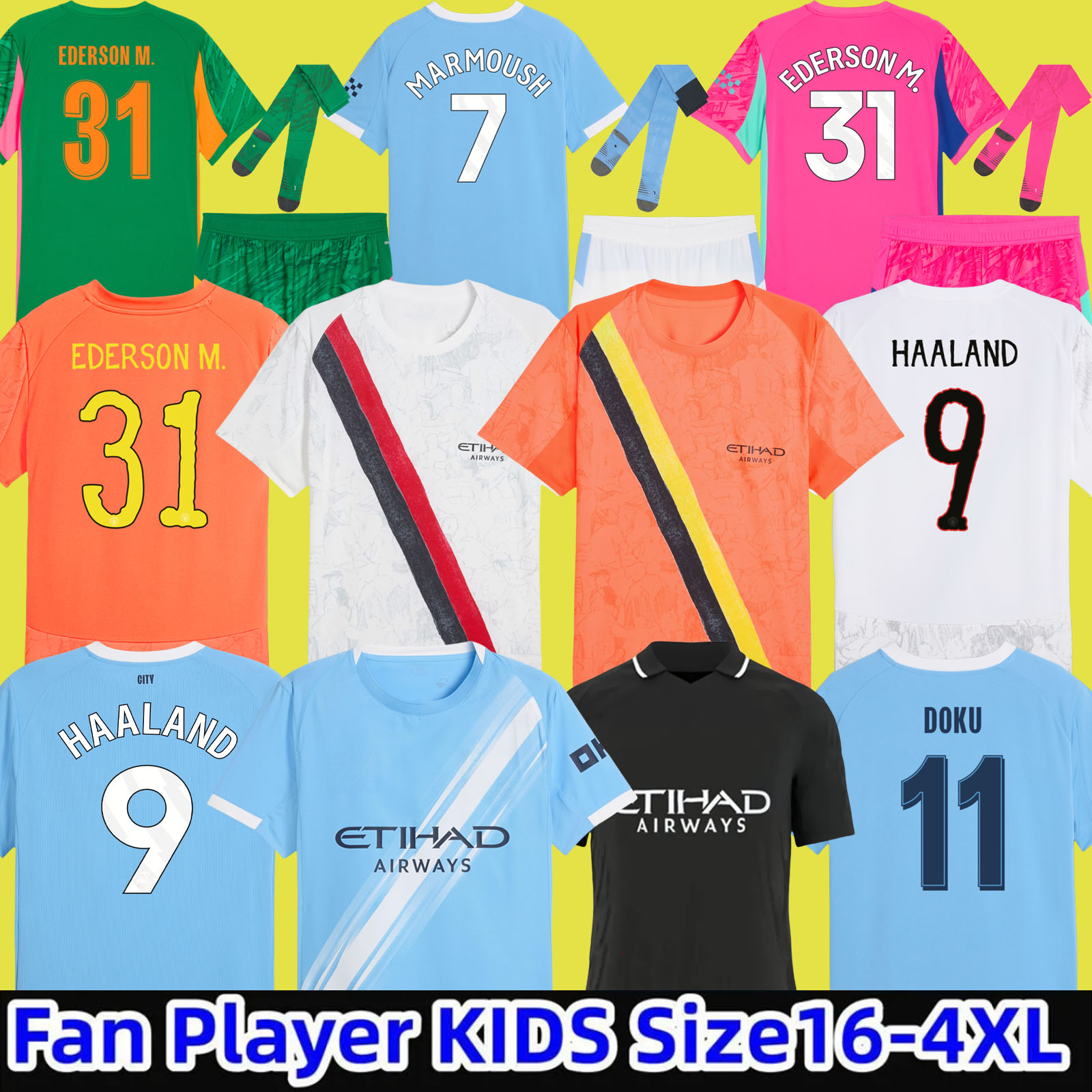 2025 25 26 HAALAND soccer jerseys FODEN MARMOUSH DOKU MARMOUSH McATEE KOVACIC GVARDIOL DE BRUYNE DE BRUYNE MATHEUS N. football shirt men kids kits goalkeeper pink