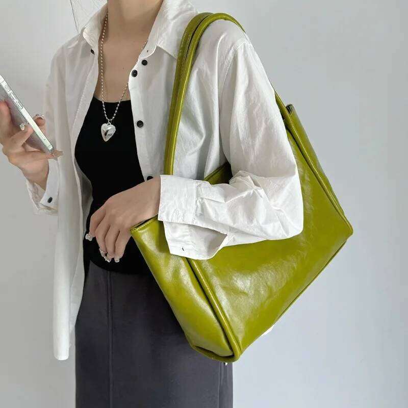 Wholesale New Fashion Tote Solid PU Large Capacity Women's Shopping Travel Handbag Shoulder Bag