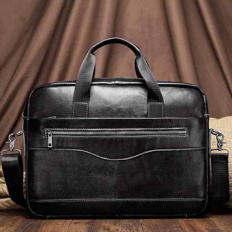 Genuine Leather Men Briefcase Portable Office Handbag for Laptop Bag High Quality Business Messenger Shoulder Bags Traveling W250610