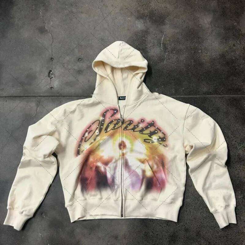 Sudadera Con Capucha Cremallera Retro De La Calle Haruku Del Mismo Modelo Para Hombres Mujeres En Ropa Deportiva Europea Y E
