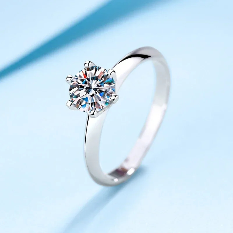 Tezzc 1-3CT VVS1 Rings for Women Engagement Wedding Promise Solitaire Band GRA Certified S925 Sterling Silver Ring 250610