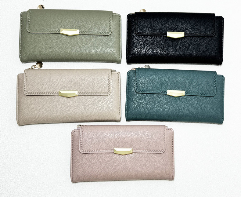 Free Shipping 2025 New Designer Bag Lychee Texture Women's Long Wallet High-end Multi Slot Leather Card Bag Exquisite And Practical Coin Bag
