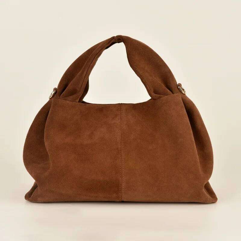 2024 New Dumpling Suede Leather Cowhide Large Capacity Handheld Single Shoulder Crossbody Bag Handbag For women