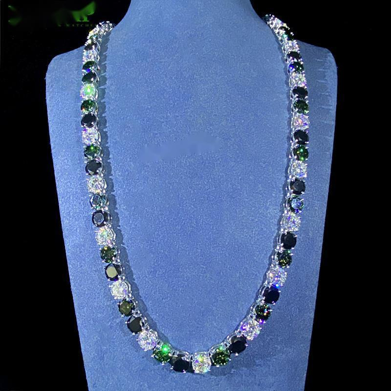 OACOCA 925 Silver Moissanite Tennis Chain Ice Out Hip Hop Moissnaite Chain Tennis Necklace 8mm VVS Diamond Men Women Fashion Jewelry
