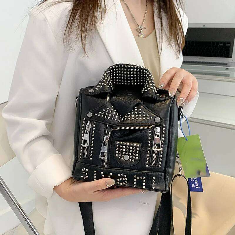 Fashion Jacket Design Shoulder Bags Rivet Clothes Shape Women's Handbag Brand Designer Lady Crossbody Bag Small Backpack