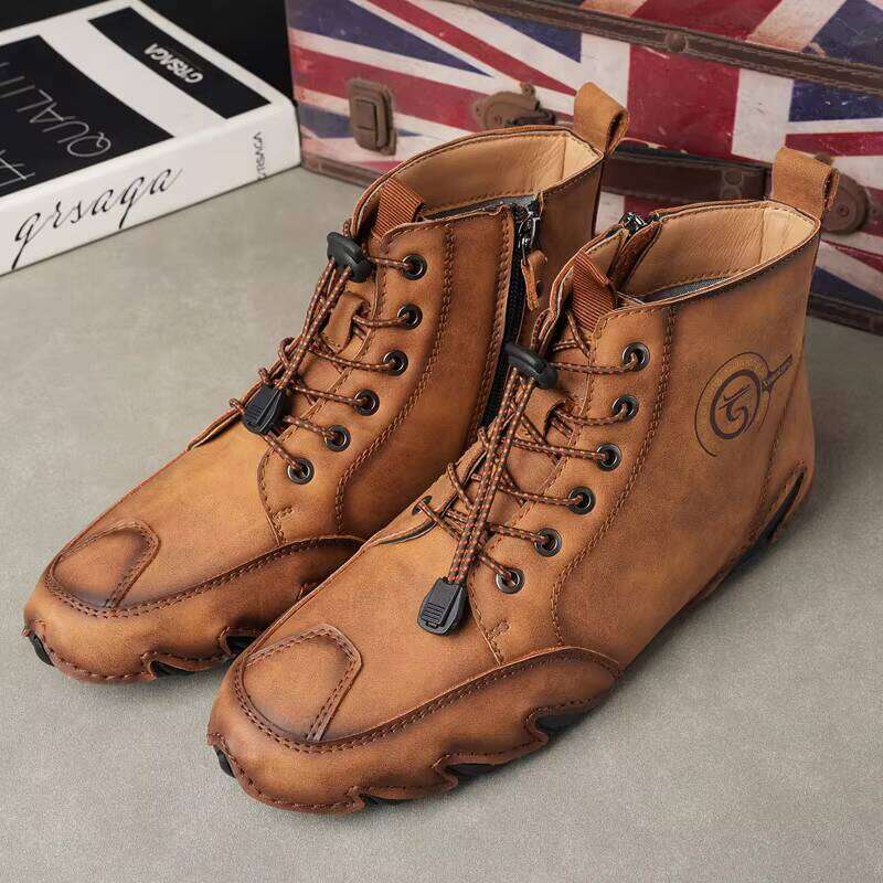 Hot Selling Fashion Leather Casual White Men's Outdoor Sport High Top Men Shoes