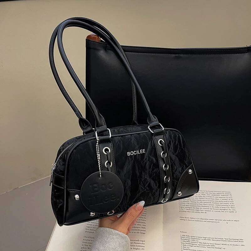 2025 Bag For Women, Large Capacity Single Shoulder Underarm Color-Blocked Handbag Boston Bag, Trendy And Versatile