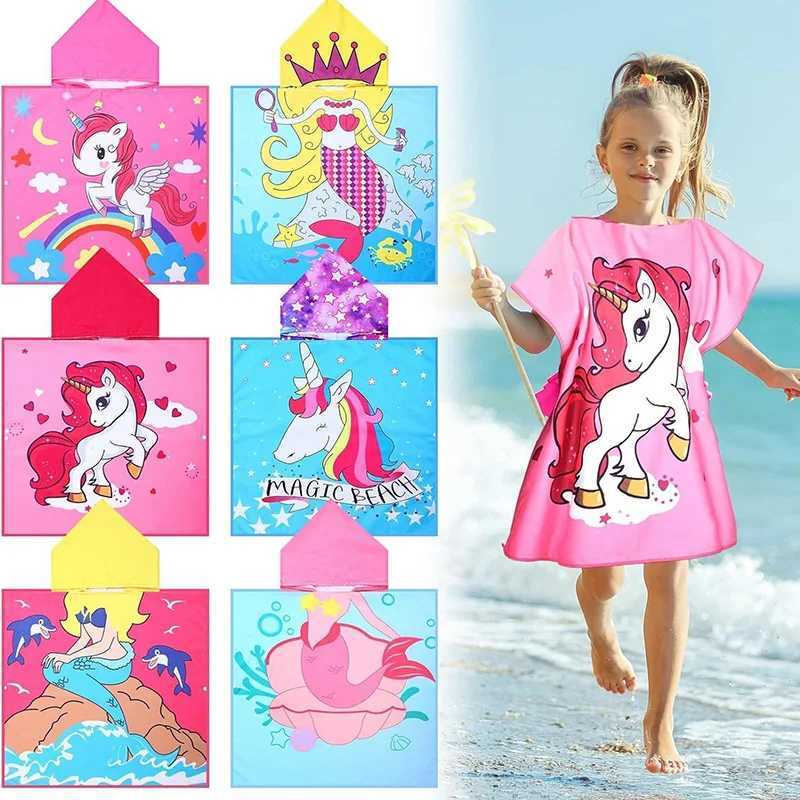 Childrens Hooded Bath Robe Toddler Quick Dry Microfiber Towel with Cartoon Digital Print Soft Wearable Bath Towel for Kids y250610MMF7