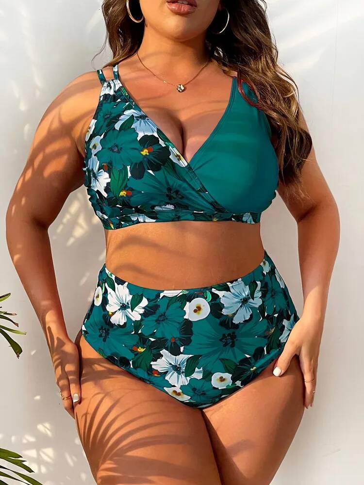 Sexy Bikini Set Plus Size Swimsuit Woman Tankini 2024 Print Swimwear Women Bathing BeachWear Two-Piece Swimming Suit 5XL