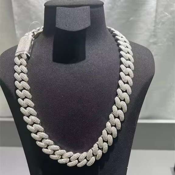 18mm Cuban Link Chain Moissanite 925 Sterling Sliver Luxury 22 Inches Diamond Necklace Hip Hop Necklace OACOCA