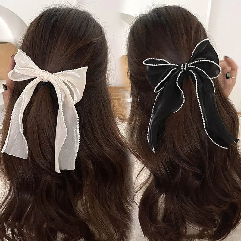 Bow Hair Clip Women Cute Bowknot Riband Hairpin Barrettes Girls Solid Color Ponytail Clip Hair Accessories Headwear Gift 250610