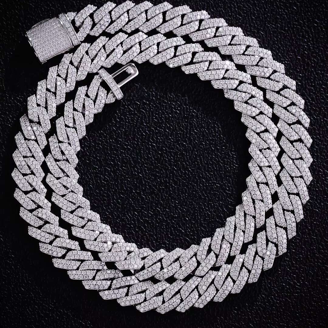 Hip Hop 10mm 12mm Ice Out Vvs1 Mossianite Cuban Link Chains 925 Sterling Silver Men Cuban Necklace Jewelry Men Hip Hop Bracelet OACOCA