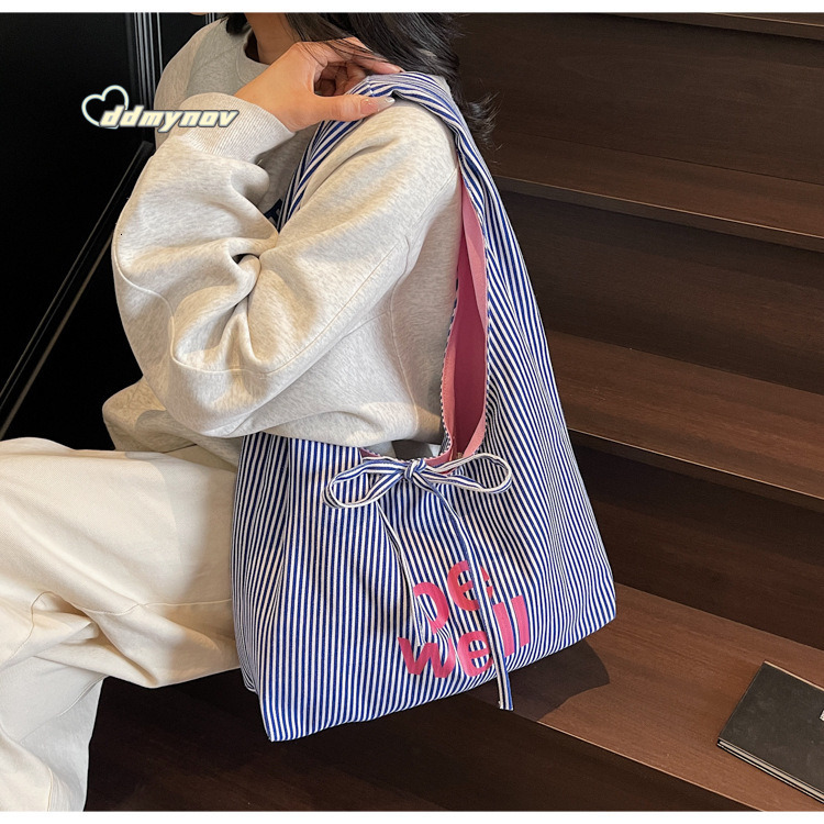 Canvas Reversible Large Capacity Commuter Korean Style New Shoulder Bag for Women ddmynov