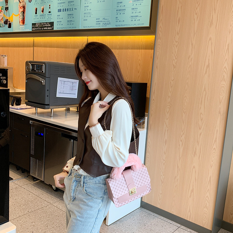 Free Shipping New Designer Bag For 2025 Foreign Luxury Wallet Small Bag Women Printed Ladies Handbag Style Plush Shoulder Bag