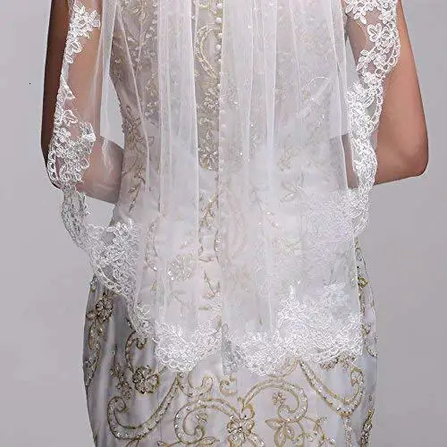 Noiva Short One Layer Lace Edge White Ivory Wedding Veil Tulle Bridal Veil Wedding Accessories Voile Mariage 250610