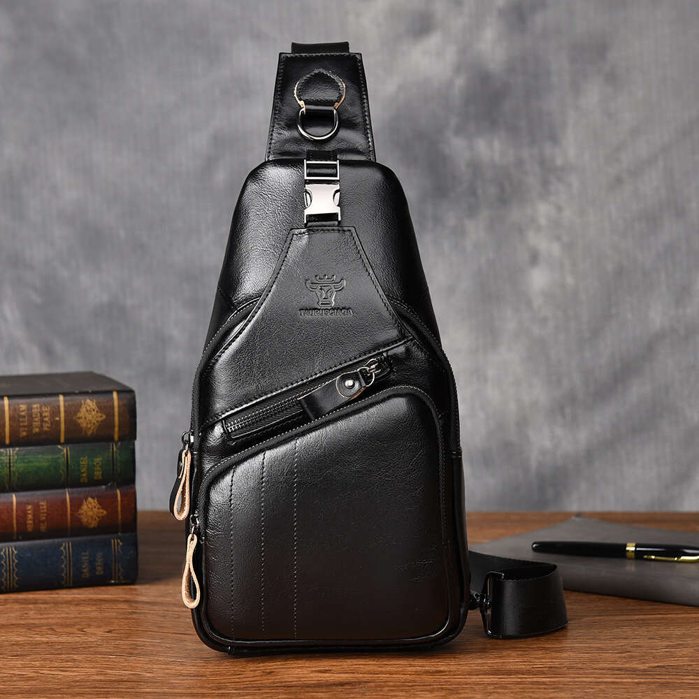 TAURUSCIAGA Top Layer Men's Chest Oil Wax Cowhide Fashion Genuine Leather Crossbody Bag