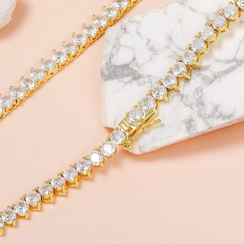 2025 Choucong Hip Hop Top Sell Luxury Jewelry Classical 3 Claw White Round 5A Cubic Zircon CZ Diamond Tennis Chain Women Wedding Necklace For Lover Gi