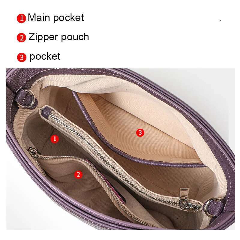 In summer of 2025, the new top cowhide large-capacity fashion handbag Joker bucket shoulder slung bag