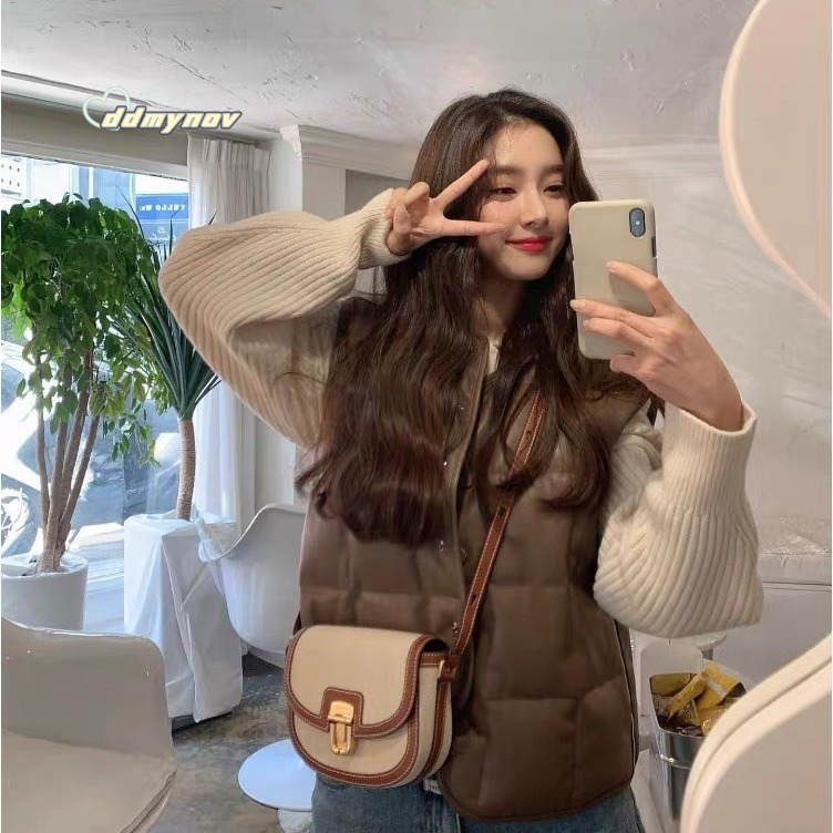 2025 Autumn New Korean INS Niche Color-Block Single Shoulder Crossbody Saddle Versatile Underarm Small Bag for Women ddmynov