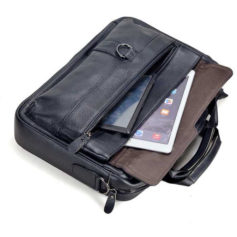 Large Mens Genuine Leather Handbag for Men Business Travel A4 Paper Messenger Bag 14 Inch Laptop Shoulder Bag Male Briefcase W250610