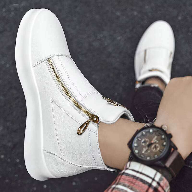 High-top Double Zipper Fashion Sports Shoes Trendy Men's British Style All-match Casual Boots