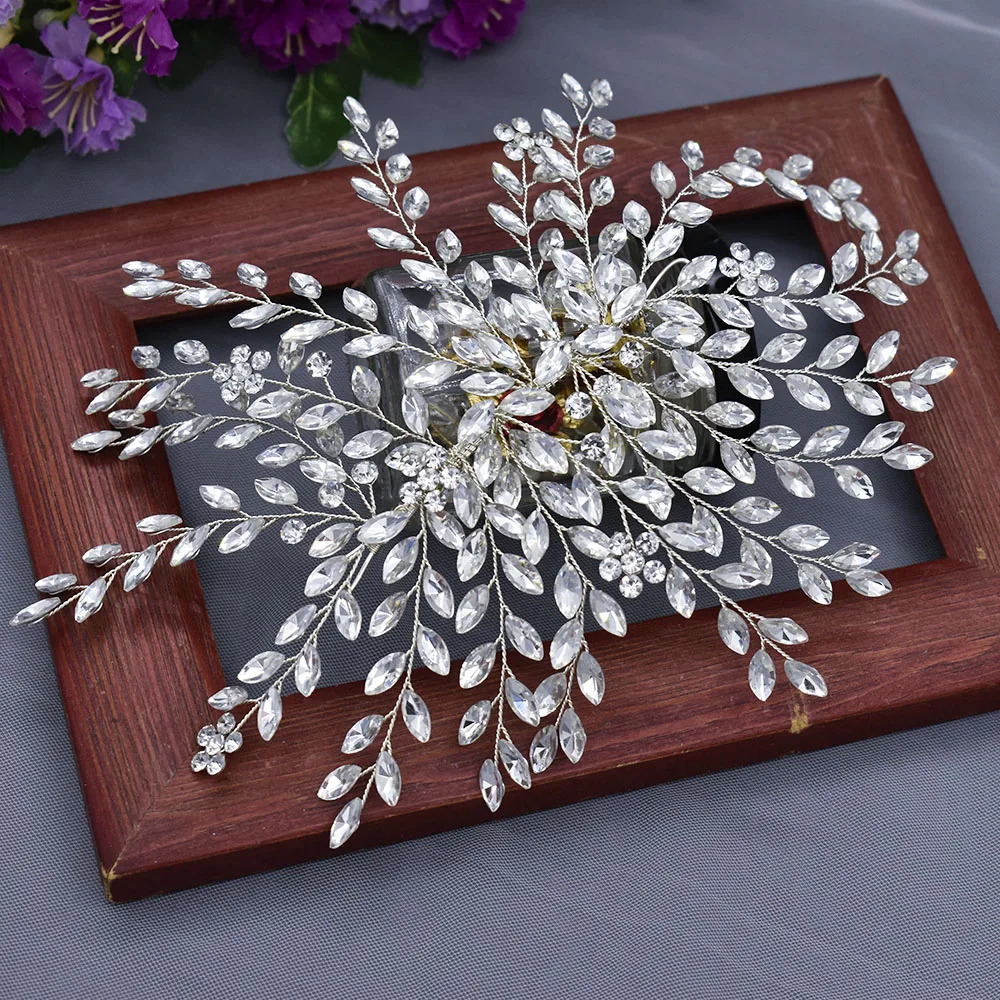 A422 Silver Bridal Hair Piece Shinny Wedding Headbands Tiaras Handmade Wedding Hair Accessories Head Jewelry Bride Headwear 250610