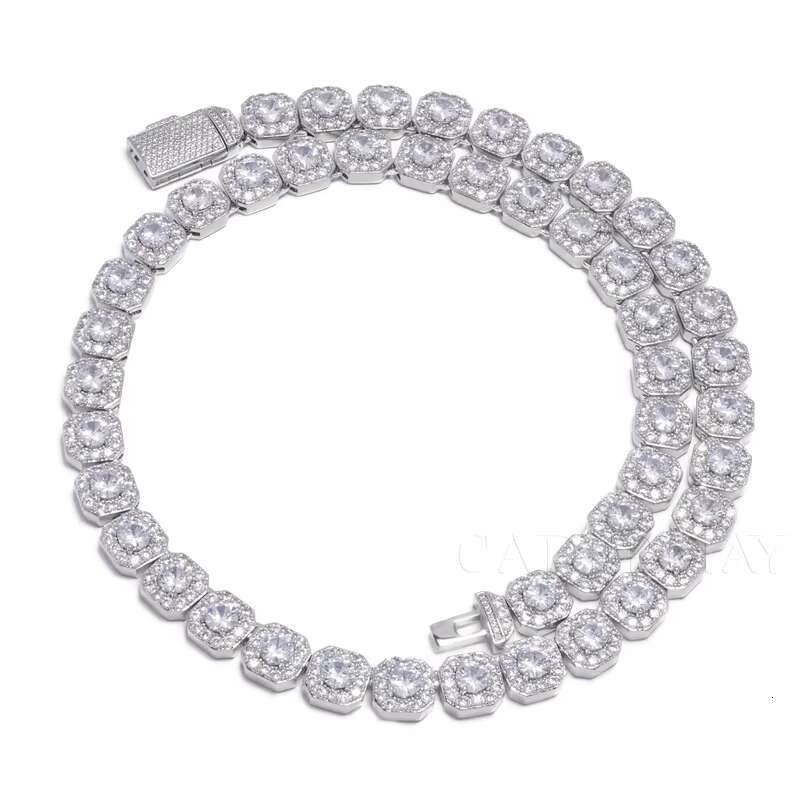 OACOCA Moissanite 925 Sterling Silver 10mm 12mm Trendy Hip Hop Jewelry Iced Out Rock Candy Tennis Diamond Necklace Tennis Bracelet