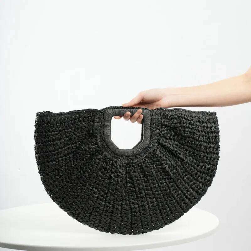 Large Handcrafted Beach Vacation Casual Street Fashion Handheld Soft Polyester Lining Zipper Opening Versatile Tote Bag