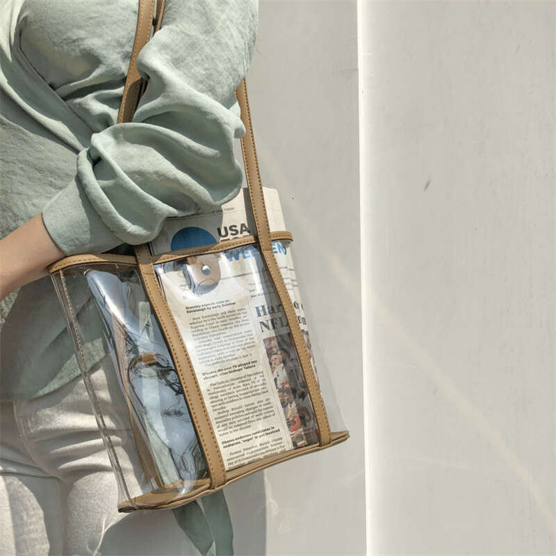 Korean Style PVC Transparent for Women 2020 Summer New Fashion Simple Jelly Bag Large Capacity Ins Shoulder Handbag