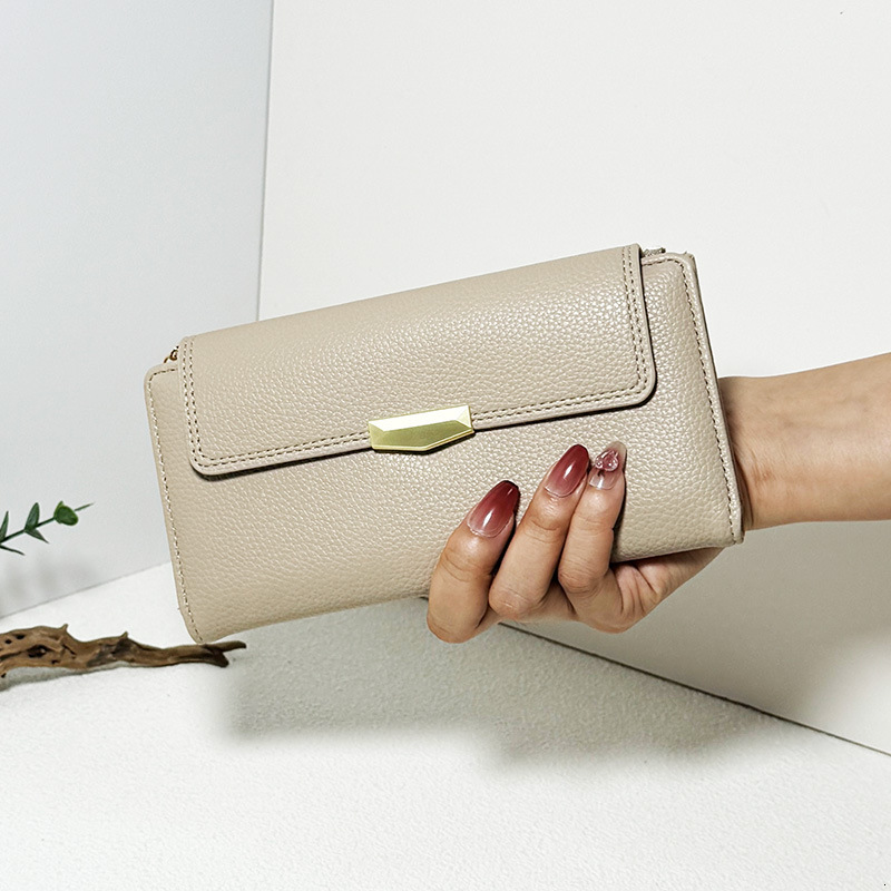 Free Shipping 2025 New Designer Bag Lychee Texture Women's Long Wallet High-end Multi Slot Leather Card Bag Exquisite And Practical Coin Bag