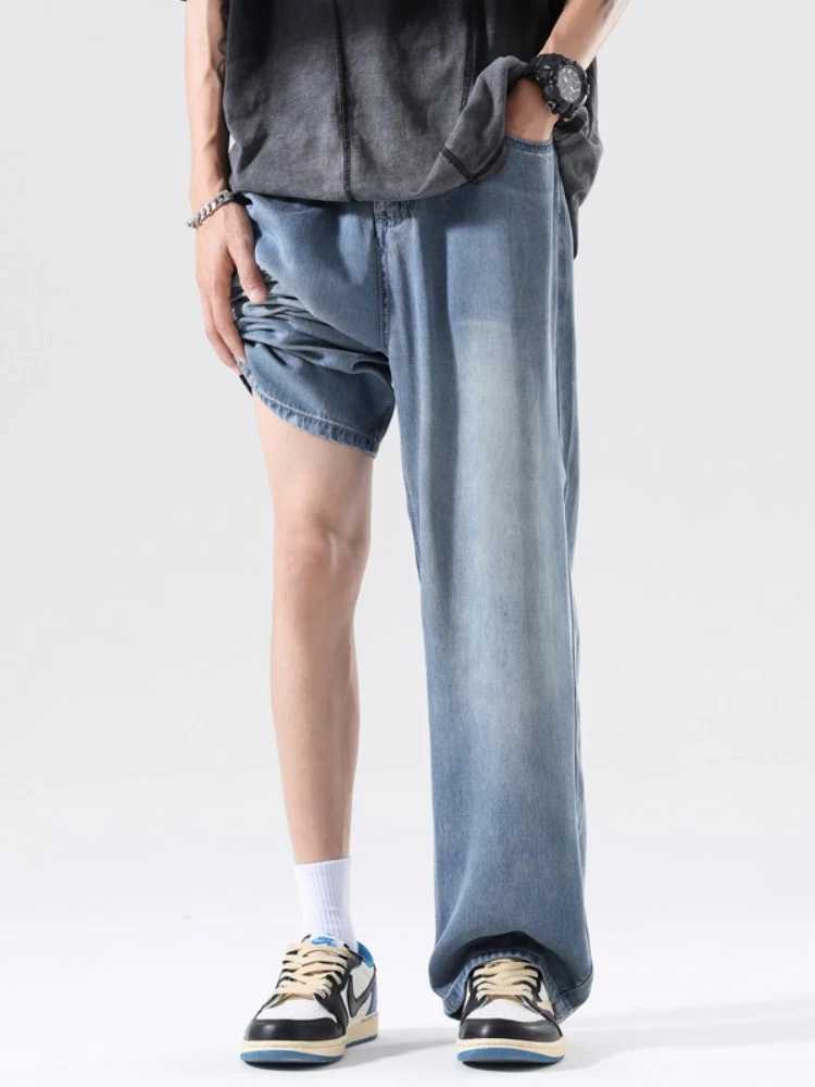 New Vintage Straight Jeans Men Summer Thin Fashion Casual Loose Korean Classic Solid Color Denim Trousers Male Streetwear M250610