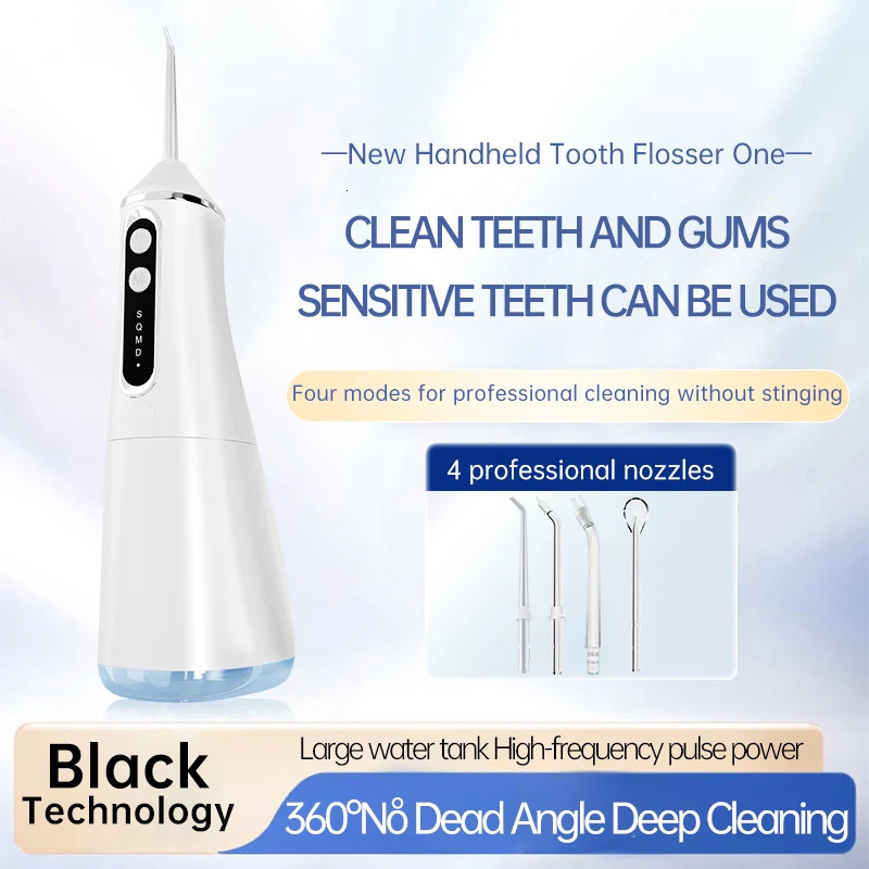 Oral Irrigator Portable Household Water Flosser USB Rechargeable Dental Water Jet Pick Flosser 4 Jet Tip Teeth Cleaner 250605