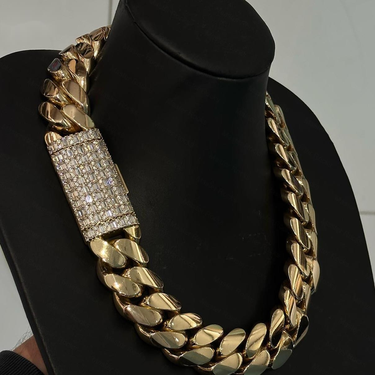 OACOCA 28MM Cuban Chain 925 Sterling Silver Plain Necklace Custom Moissanite Clasp Hiphop Cuban Link Chain